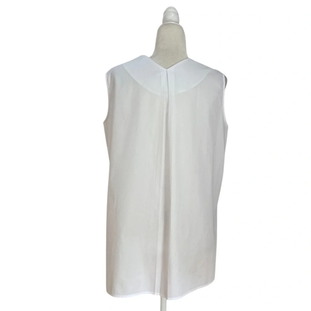 Harshman Aria Tank Sleeveless White Blouse VNack Sleeveless Top Cotton NWOT - Picture 3 of 12